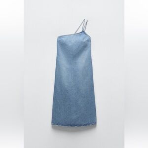 Zara Asymetric Denim Midi Dress